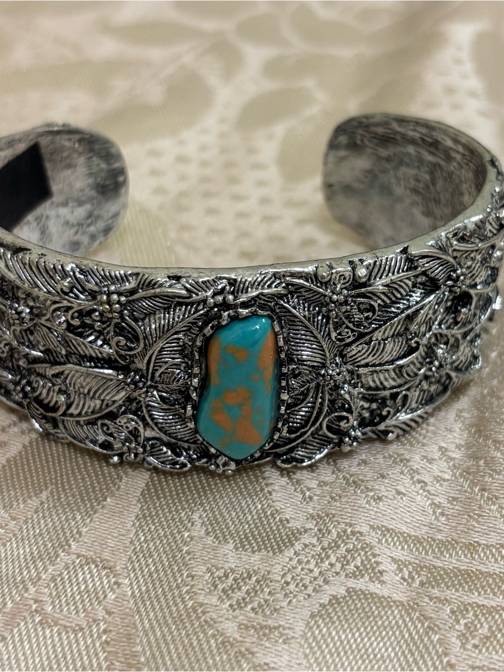 Silvertone Turquoise Cuff Bracelet
